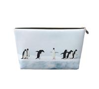 EZDLOWVBA Trousse de maquillage avec imprimé pingouins pour sac à main, organiseur de maquillage de voyage, pochette de beauté étanche pour femmes et filles, doré, Taille unique, Trousse de beauté