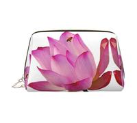 EZDLOWVBA Trousse de maquillage de voyage en cuir léger avec fermeture éclair pour femme Motif lotus, doré, Taille unique