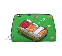 EZDLOWVBA Trousse de maquillage de voyage en cuir léger avec fermeture éclair pour femme Motif sushi endormi, Argenté., Taille unique
