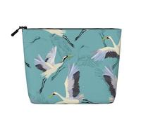 EZDLOWVBA Trousse de maquillage en chanvre avec impression grues volantes - Trousse de maquillage réutilisable - Trousse à maquillage réutilisable - Trousse à fermeture éclair - Outil de maquillage,