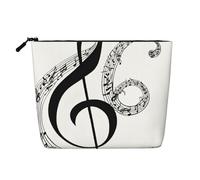 EZDLOWVBA Trousse de maquillage en chanvre avec impression musicale - Essentiel de voyage et de rangement quotidien - Réutilisable - Pochette à fermeture éclair - Outil de maquillage, Noir , Taille