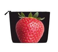 EZDLOWVBA Trousse de maquillage en chanvre avec imprimé fraise - Trousse de maquillage réutilisable - Trousse de maquillage réutilisable - Trousse à fermeture éclair - Outil de maquillage, Noir ,