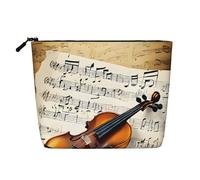 EZDLOWVBA Trousse de maquillage en chanvre avec imprimé papillon et violoncelle - Accessoire de voyage et de rangement quotidien - Réutilisable - Pochette à fermeture éclair - Outil de maquillage,