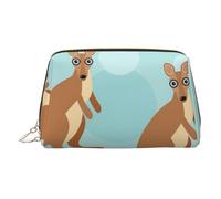 EZDLOWVBA Trousse de maquillage en cuir léger avec fermeture éclair pour femme - Imprimé zoo kangourou, doré, Taille unique