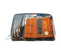 EZDLOWVBA Trousse de maquillage en cuir léger avec fermeture éclair pour femme Motif train de marchandises, Argenté., Taille unique