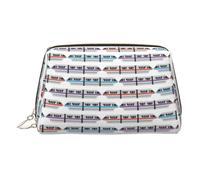 EZDLOWVBA Trousse de maquillage en cuir léger avec fermeture éclair pour femme Motif train monorail, doré, Taille unique