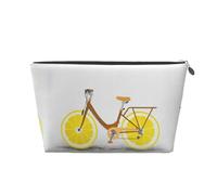 EZDLOWVBA Trousse de maquillage en forme de vélo avec imprimé roue de citron pour sac à main, organiseur de maquillage pour sac à main, pochette de beauté étanche pour femmes et filles, Argenté
