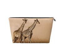 EZDLOWVBA Trousse de maquillage imperméable avec imprimé deux girafes qui courent sur le sol - Pour sac à main, sac à main, sac de beauté étanche pour femmes et filles, Argenté., Taille unique