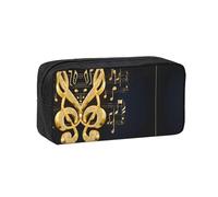 EZDLOWVBA Trousse portable avec note de musique dorée avec étoile brillante tombée, pour étudiants, enfants, trousse à crayons, pochette de papeterie, capacité