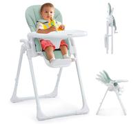 Ezebaby Chaise Haute Bébé Evolutive Chaise enfant 6 Réglable en Hauteur, Pliable, avec Roues Intégrées et Harnais de Sécurité à 5 Points Idéale pour Manger et Jouer Vert