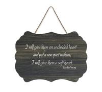 Ezekiel 11:19 Panneau de bienvenue en bois rustique avec inscription « I Will Give Them An Undivided Heart And Put A New Spirit in Them, I Will Give Them A S » pour porte d'entrée, porche, salle de