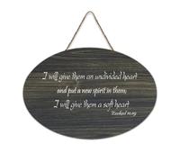 Ezekiel 11:19 Panneau en bois rustique avec inscription « I Will Give Them An Undivided Heart And Put A New Spirit in Them I Will Give Them A S » - Décoration murale rustique en bois - 15,2 x 25,4 cm