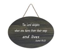 Ezekiel 18:23 The Lord Delights When One Turns from Their Ways And Lives Panneau en bois imprimé rustique Décoration murale en bois avec citations 15,2 x 25,4 cm
