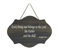 Ezekiel 18:4 Every Living Soul Belongs to The Lord The Father And The Child Panneau de bienvenue en bois rustique pour porte d'entrée, porche, mur, école, salle de classe, club de café, 15,2 x 25,4 cm