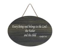 Ezekiel 18:4 Every Living Soul Belongs to The Lord The Father And The Child Panneau en bois 15,2 x 25,4 cm Décoration murale en bois pour porte d'entrée, salon, cuisine