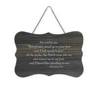 Ezekiel 2:1 2 Son of Man,a Stand Up on Your Feet And I Will Speak to You Panneau en bois 15,2 x 25,4 cm Décoration murale à suspendre pour porte d'entrée, salon, cuisine
