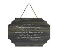 Ezekiel 2:1 2 Son of Man,a Stand Up on Your Feet And I Will Speak to You Panneau en bois imprimé rustique Décoration murale en bois avec citations 15,2 x 25,4 cm