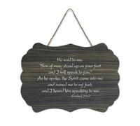 Ezekiel 2:1 2 Son of Man,a Stand Up on Your Feet And I Will Speak to You Panneau en bois imprimé rustique Décoration murale en bois avec citations 15,2 x 25,4 cm