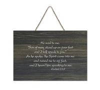 Ezekiel 2:1 2 Son of Man,a Stand Up on Your Feet And I Will Speak to You Panneau en bois rustique à suspendre Décoration murale pour salon, chambre à coucher, porte, fenêtre, maison 15,2 x 25,4 cm