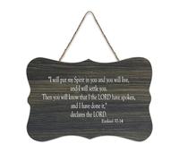 Ezekiel 37:14 I Will Put My Spirit in You And You Will Live, And I Will Settle You Panneau en Bois Imprimé Rustique Décoration Murale en Bois Décoration Murale 15,2 x 25,4 cm
