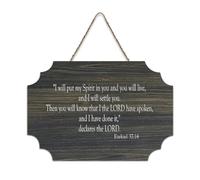 Ezekiel 37:14 I Will Put My Spirit in You And You Will Live, And I Will Settle You Panneau en Bois Imprimé Rustique Décoration Murale en Bois Décoration Murale 15,2 x 25,4 cm