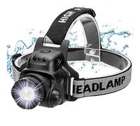 EZfull Lampe Frontale LED, Torche Frontale USB Rechargeable avec Détecteur de Mouvement, 4 Modes d’Eclairage, Zoomable et Étanche pour Pêche, Camping, Lecture, Randonnée, Cyclisme