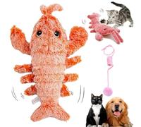 EZGHAR Jouet interactif en forme de homard souple pour chien, rechargeable par USB, lavable, pour chats pesant jusqu'à 6,8 kg (orange)