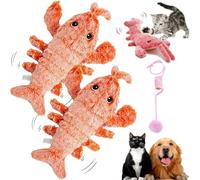 EZGHAR Lot de 2 homards mobiles interactifs pour chien, homard disquette, rechargeable par USB, lavable, pour chats pesant jusqu'à 6,8 kg (orange)