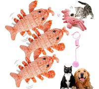 EZGHAR Lot de 3 homards mobiles interactifs pour chien, homard disquette, rechargeable par USB, lavable, pour chats pesant jusqu'à 6,8 kg (orange)