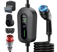 EzGoGo Boîtier Mural Mobile Chargeur Type 2 (3 Phase) avec Câble de Charge 15m CEE 16A vers Type 2 | Station de Charge EV à Courant Réglable [6/8/10/13/16A e protection IP65 élevée | Pour