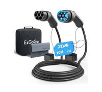 EzGoGo Type 2 Câble Recharge Voiture Electrique, 22kW / 32A / Triphasé / 10 mètres/Mode 3, Câble de Charge Rapide Hybride Plug-in pour Véhicule Électrique de Type 2