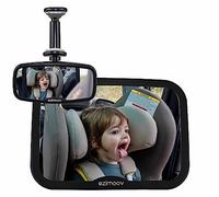 EZIMOOV Rétro Intérieur Bébé, Miroir Voiture Avant & Arrière, 10 cm, Noir