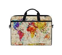 Ezioly Carte du Monde pour Ordinateur Portable Sac à bandoulière Case Sleeve pour Ordinateur Portable 35,6 cm à 39,1 cm