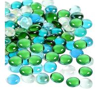 Ezitruz 1600 g Billes Plates, Galets de Verre Colorés, 4 Farben Billes de Verre Plat 17-19 mm, Perles de Verre pour Vases Galets Décoratifs pour DIY Vases Aquariums Pots de Fleurs(env. 350 pcs)