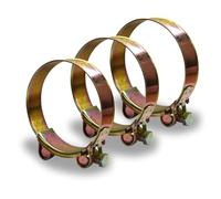 Ezitruz 3 Pièces Collier de Serrage Collier Echappement 86-91mm, T-Bolt Collier Inox en T pour Conduite d'eau, Conduite de gaz, Tube d'automobiles Moto D'échappement Tuyaux Gaines Ventilation(Gold)