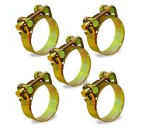 Ezitruz 5 Pièces Collier de Serrage Collier Echappement 40-43mm, Manchon Echappement en T pour Conduite d'eau, Conduite de gaz, Tube d'automobiles Moto D'échappement Tuyaux Gaines Ventilation(Gold)