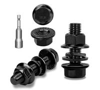 Ezitruz Lot de 15 vis à tête hexagonale M6 x 20 mm avec bride - En acier au carbone noir - DIN 6921 - Rondelles élastiques et écrous - Assortiment de vis avec douille hexagonale