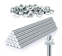 Ezitruz M6 Tige Filetée 14 Pcs Tiges Filetées Entièrement M6x100 mm | Boulons Filetés, Zinc Bleu, Goupilles Filetées, Avec 28pcs Écrous et 28pcs Rondelles, Tige Filetée, pour Meubles, Armoire