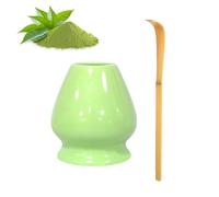 Ezitruz Porte-balai à matcha en céramique avec cuillère, support fouet à matcha, ensemble de 2 pièces (vert clair)