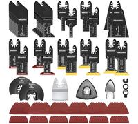 Ezkamfort 136 pièces Kit D'accessoires Oscillant Multitool, Lames De Scie Oscillantes Universelles avec Sac De Rangement Compatible avec DeWalt Dremel et plus, pour Couper Poncer et Jointoyer