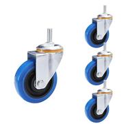 EZLUIYLDH 5 Pouce sans Bruit Caoutchouc Roulette pivotante Lot de 4 avec M12*30mm Tige 660 LB Capacité de Charge Idéal pour Intérieur Meubles Silencieux Roulement avec Frein