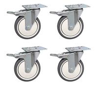 EZLUIYLDH Lot de 4 roulettes pivotantes Robustes avec Freins 3/4" Roues en Caoutchouc pour Industriel Remorques 360 Degré Pivotant roulettes pour Meubles Mobilité