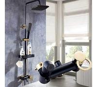 EZLUIYLDH Robinet de Douche de Luxe Noir et Or, Ensemble de Douche Effet Pluie, mitigeur de Douche, système de Douche Effet Pluie, douchette à Main en Plastique