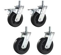 EZLUIYLDH Robuste 4 Lot 5 Pouce Industriel roulettes 1200lb Charge sans Bruit Pivotant Roues avec Frein M20*40 Tige filetée Caoutchouc Roulement roulettes pour Facile Mobilité