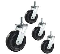 EZLUIYLDH Robuste 5 Pouce Industriel roulettes 1200lb Capacité de Charge sans Bruit Pivotant Roues avec Frein M20*40 Tige filetée Durable Caoutchouc Lot de 4