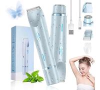 Ezme Razor, Ezme Electric Shaver, Electric Lady Shaver, Dual Head Shaver, 2 in 1 Women Electric Shaver, Bikini Trimmer for Women, Waterproof Wet & Dry Use (Blue)
