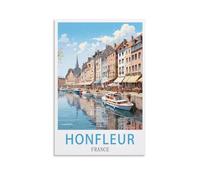EZMLFA DIY Acrylique avec Peintures et Pinceaux pour Débutants, Honfleur France Simple Kits de Painting Number Pour la Décoration de la Maison Cadeau 20x30CM