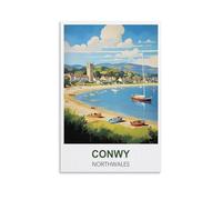EZMLFA DIY Paint by Numbers Conwy, Pays de Galles du Nord kit de Peinture à l'huile sur Toile par numéro, pour Enfants ou débutants, avec pinceaux 50x60cm