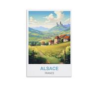 EZMLFA Kit de peinture par numéro sans cadre à faire soi-même, Alsace, France, avec pinceau et peinture acrylique, thème numérique, décoration murale, 20 x 30 cm