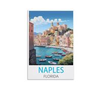 EZMLFA Kit de peinture par numéros à faire soi-même, Naples, Floride, pour adultes, débutants, toile acrylique, loisirs créatifs, décoration murale, dessin, 40 x 50 cm